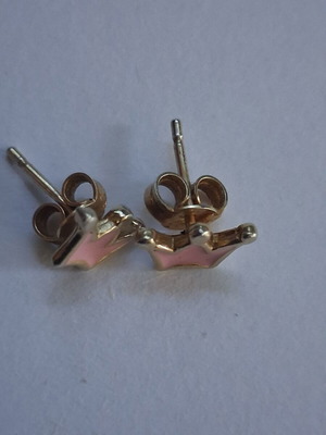 Silver 925 gold-plated earrings with pink enamel