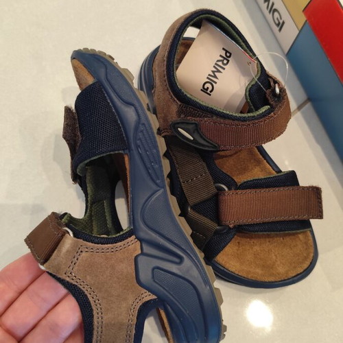 Primigi children's leather sandals size 28 new, blue and brown