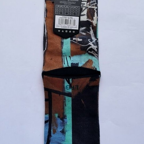 Jean-Michel Basquiat x Stance Socks New, 2 Heads on Gold Print, Size Large