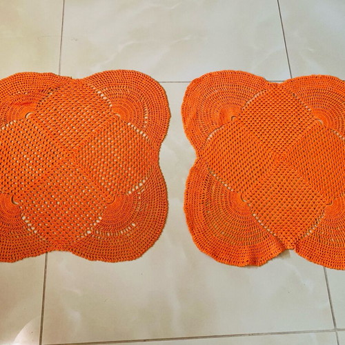 Handmade crocheted doilies with cotton thread like new, set of 2, 40x40 cm