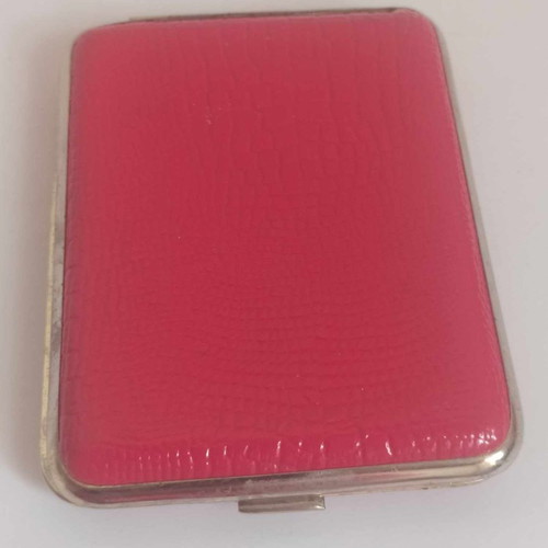 Vintage cigarette cases used, set of 3, leather and fabric
