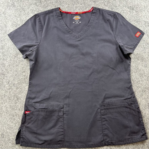 Dickies women's medical scrub top used, size Large, gray