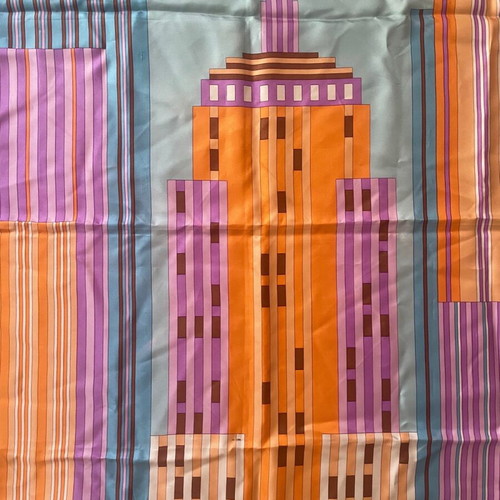 Christian Dior scarf used, vintage silk, purple and turquoise