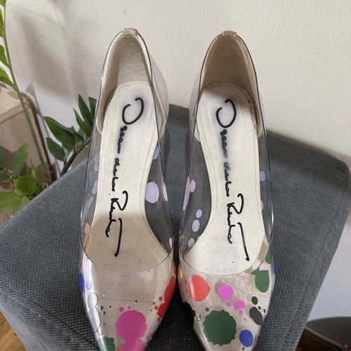 Oscar de la Renta pumps like new, multicolor with 8cm wooden heel