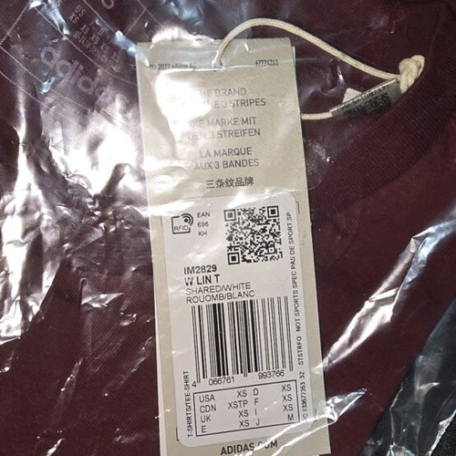 Adidas short-sleeve shirt burgundy new, size XS