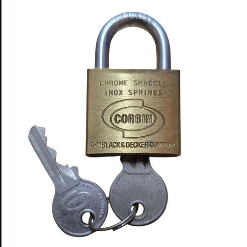 Corbin 30mm padlock new with chrome shackle and inox springs