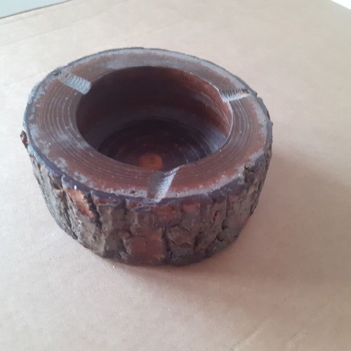 Wooden rustic tree trunk ashtray like new