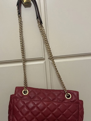 Michael Kors red leather shoulder bag