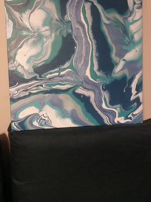 Liquid Blue Modern Abstract Canvas Painting New