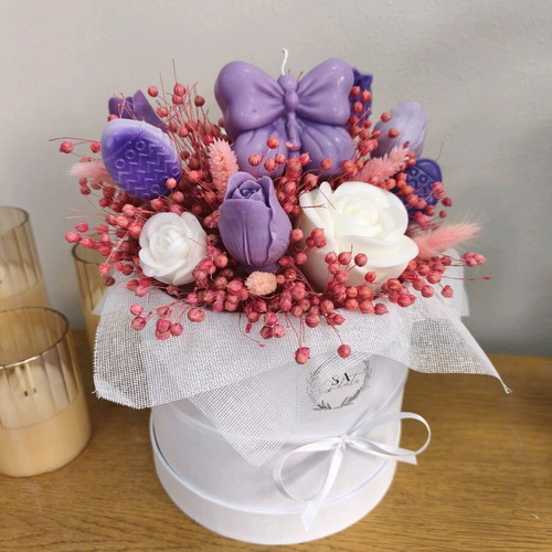 Spring Aromatic Candle Bouquet new, handmade with dried flowers