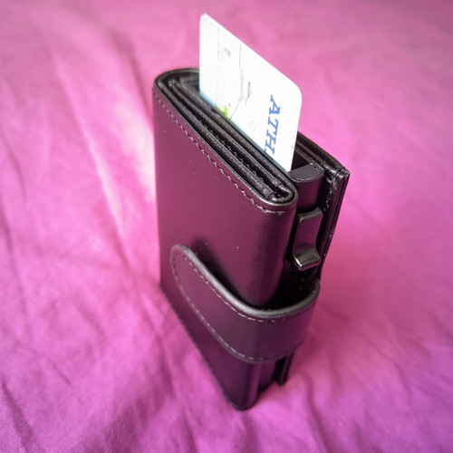 Wallet for money and cards with RFID and slide mechanism black new
