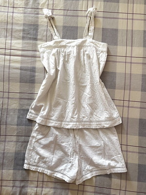 Zara summer pajama set white 100% cotton size 13-14 like new