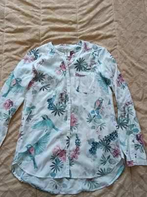 H&M long-sleeve tunic blouses new, size S-XS, white and multicolor