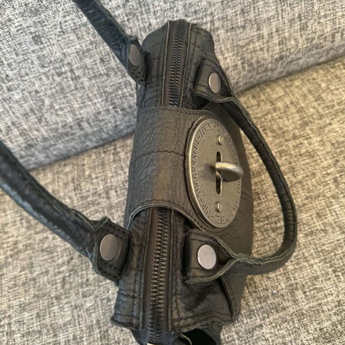Diesel leather vintage Y2K bag used, black, hand-held