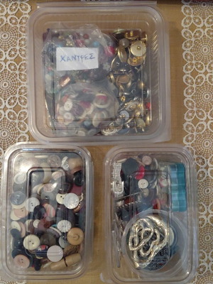 Collection of small and large buttons, beads and iron buttons