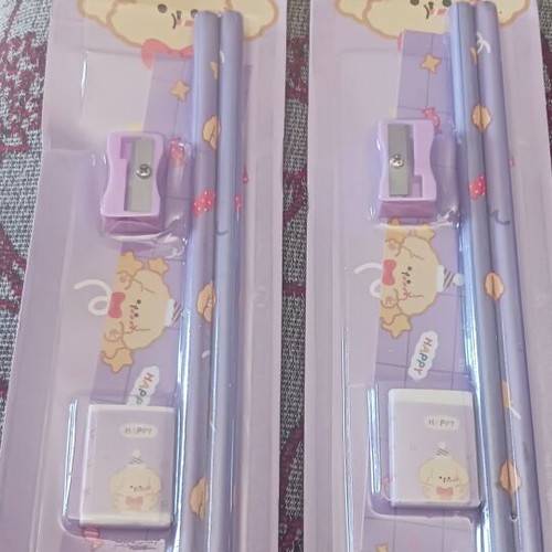 Stationery set purple with animals, 2 pieces, new