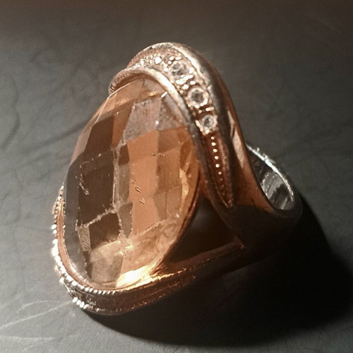 Vintage statement ring Premier Designs with large champagne crystal used