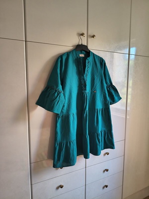 Regalinas dress caftan linen turquoise size M/L like new