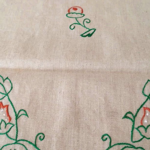 Set of 2 linen embroidered table runners new, traditional Balkan design