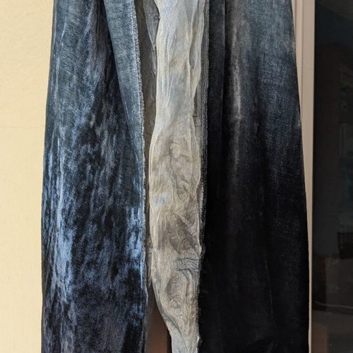 Sisley silk velvet scarf used, reversible