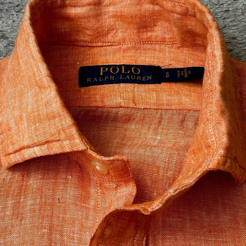 Polo Ralph Lauren Orange Custom Fit Linen Shirt S like new
