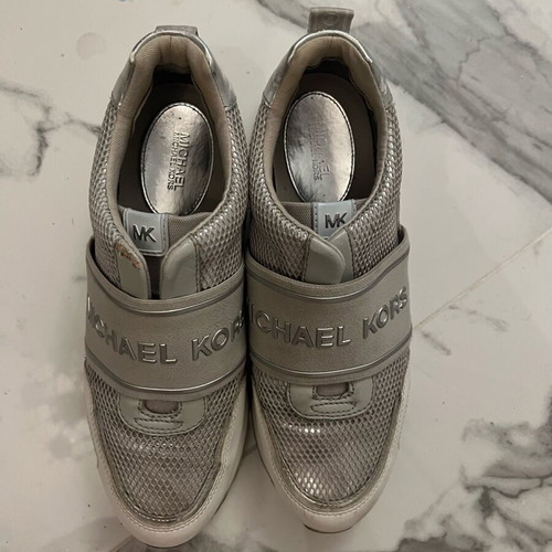 Michael Kors women's silver sports shoes used, size 38