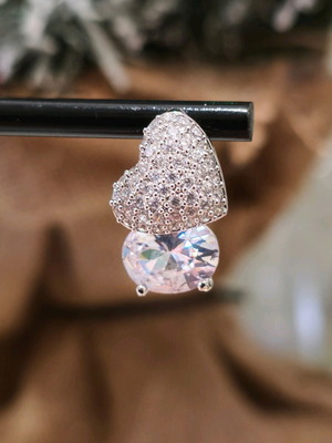 Stainless Steel Heart Earrings with Zirconia New Silver
