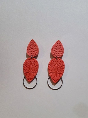 Polymer clay earrings like new, pink and silver