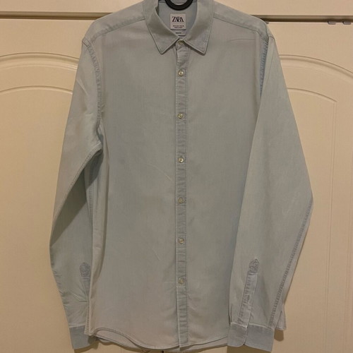 Zara men's slim fit shirt light blue size -  4,00 - Vendora.cy