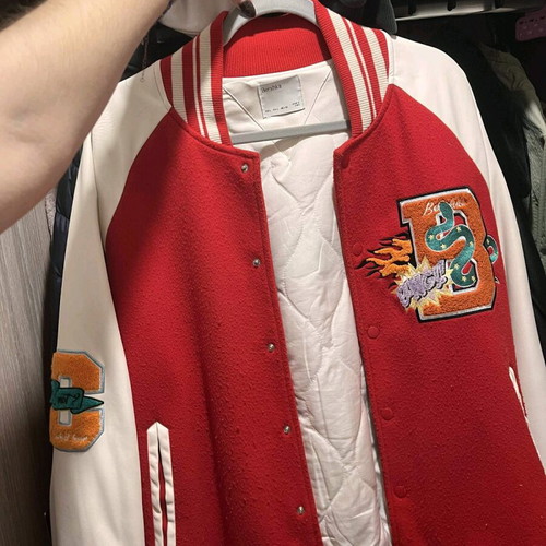 Bershka Jacket size L, like new, white and red
