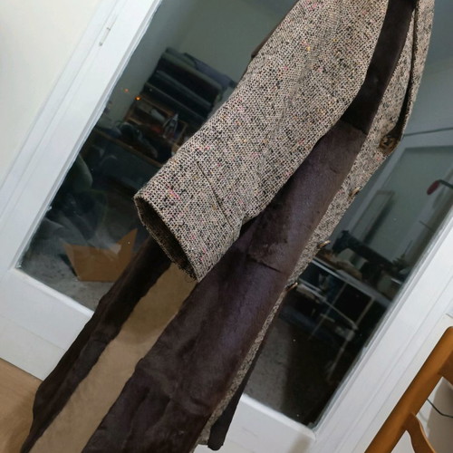 Coat with Real Fur New Handmade Unique Piece Size L-XL
