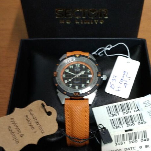 Sector No Limits 200 Date watch, black and orange