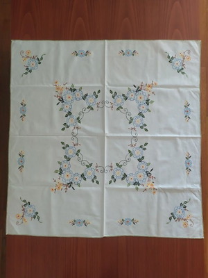 Embroidered Tablecloth handmade, 81x81 cm, like new