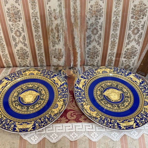 Rosenthal Versace Blue Medusa Plates like new, 31 cm each