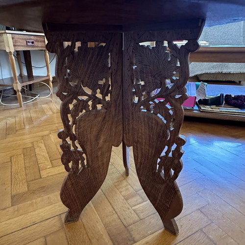 Vintage carved table, 45cm diameter, 48cm height