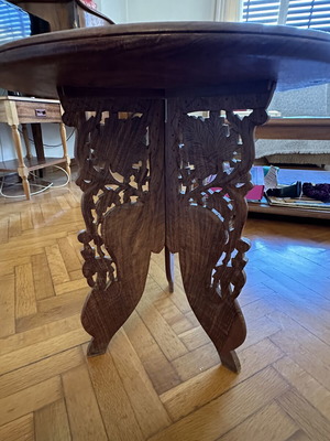 Vintage carved table, 45cm diameter, 48cm height