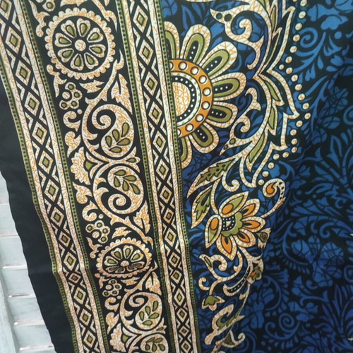 Rima Beachwear kaftan short, deep turquoise with Lahore pattern