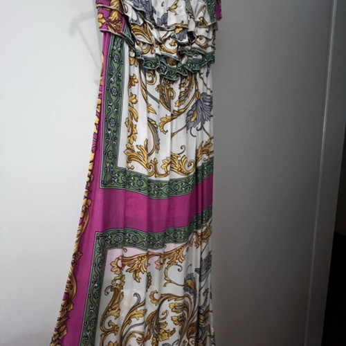 Multicolored strapless summer dress Iso like new, pink