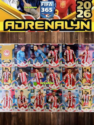 Σετ Olympiacos FIFA 365 2026 Adrenalyn XL, 18 κάρτες, καινούργιο