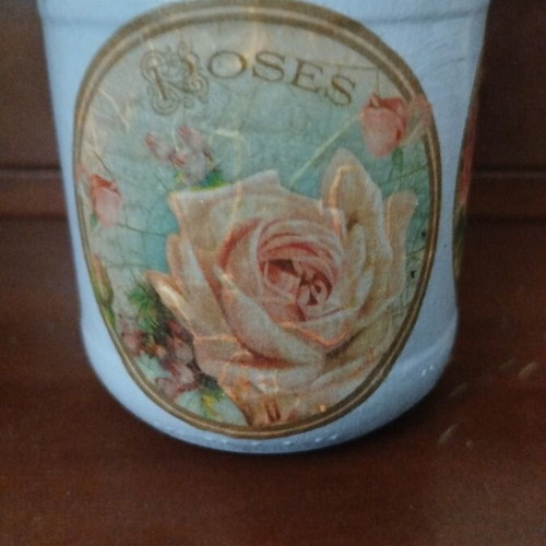Decoupage jar like new, ideal for storing bay leaves and spices