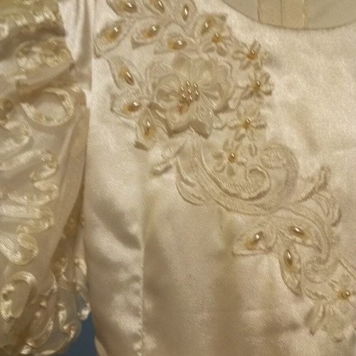 Flower girl satin dress with lace and embroidery like new