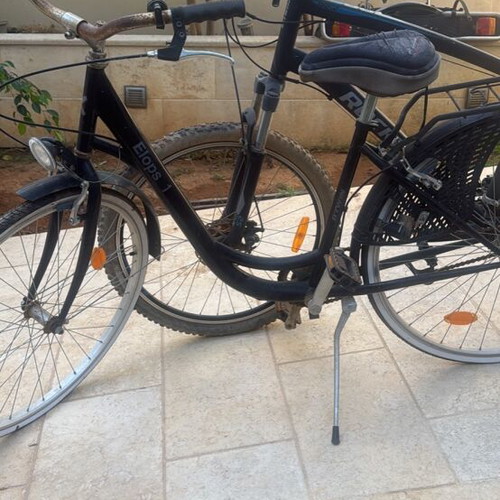 Bicycle trunk rack and 2 used bicycles city and mountain