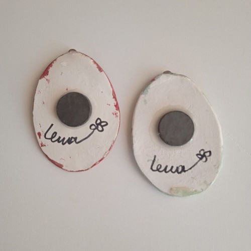Handmade clay magnets new, hand-painted with acrylics and gloss