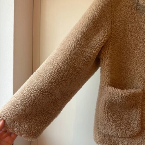 Zara women's shearling jacket used, beige, size L
