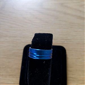 Size 17 blue ring juwelry stainless steel