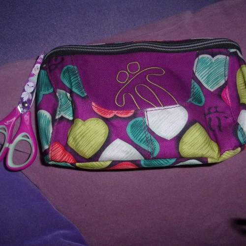 TOTTO school backpack and pencil case used, purple