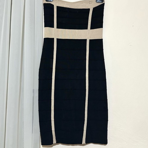 Strapless dress like new, black and beige, size S-M