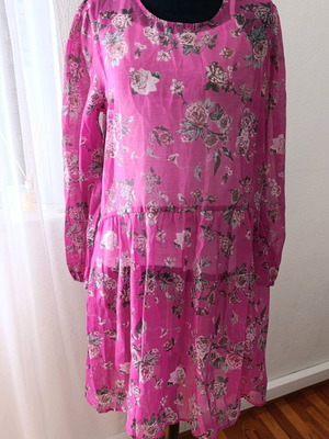 Pimkie transparent floral dress Medium like new, pink multicolor