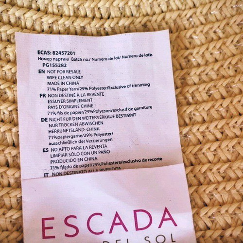 Escada hat new, authentic, white and yellow
