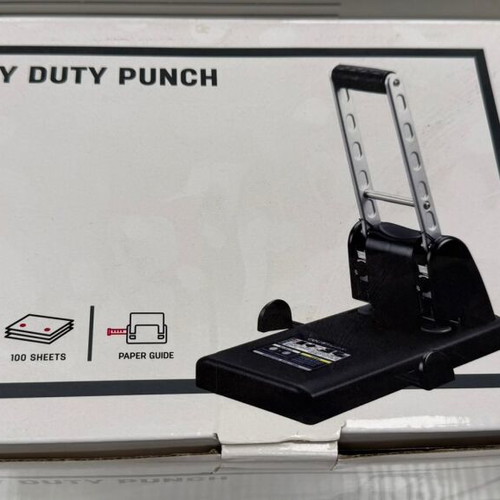 Deli 0130 Heavy Duty Punch with 2-Hole Guide for 100 Sheets New